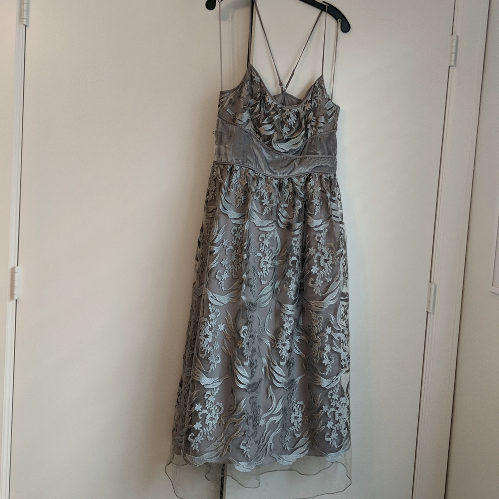Silver floral lace max studio dress
